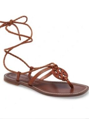 🤎 Tory Burch Miller Braided Ankle Wrap Sandal